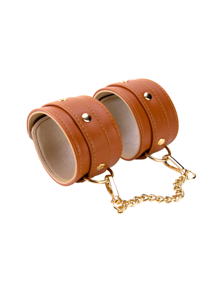 BLAZE ELITE HAND CUFFS COGNAC VEGAN LEATHER
