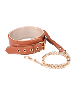 BLAZE ELITE COLLAR AND CHAIN COGNAC VEGAN LEATHER