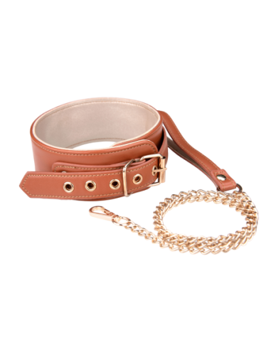 BLAZE ELITE COLLAR AND CHAIN COGNAC VEGAN LEATHER