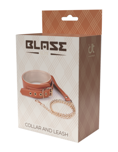 BLAZE ELITE COLLAR AND CHAIN COGNAC VEGAN LEATHER