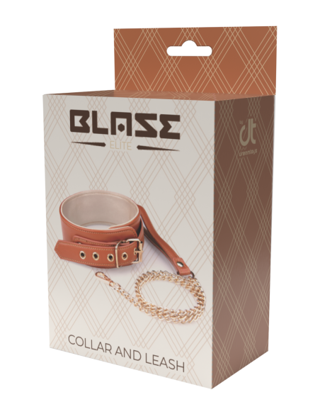BLAZE ELITE COLLAR AND CHAIN COGNAC VEGAN LEATHER