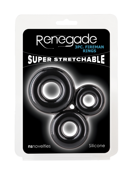 RENEGADE ANILLOS DE BOMBERO DE 3 PIEZAS NEGRO