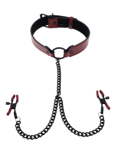 SPORTSHEETS SAFFRON COLLAR WITH NIPPLE CLAMPS