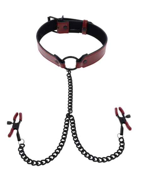 SPORTSHEETS SAFFRON COLLAR WITH NIPPLE CLAMPS