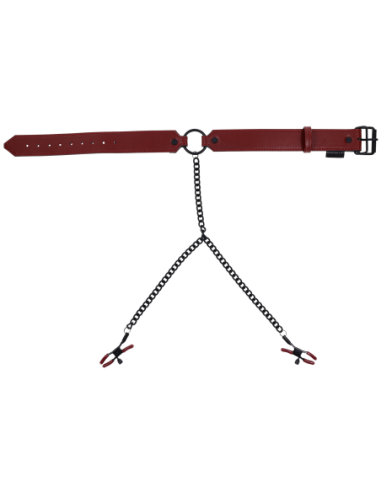 SPORTSHEETS SAFFRON COLLAR WITH NIPPLE CLAMPS