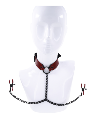 SPORTSHEETS SAFFRON COLLAR WITH NIPPLE CLAMPS