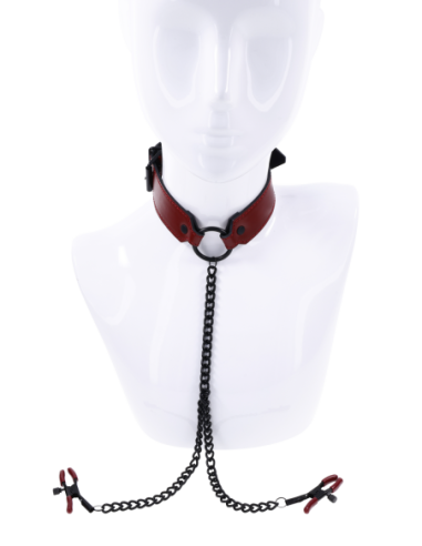 SPORTSHEETS SAFFRON COLLAR WITH NIPPLE CLAMPS