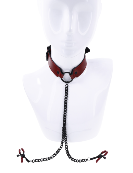 SPORTSHEETS SAFFRON COLLAR WITH NIPPLE CLAMPS