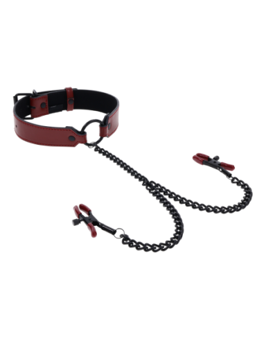 SPORTSHEETS SAFFRON COLLAR WITH NIPPLE CLAMPS