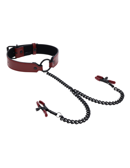 SPORTSHEETS SAFFRON COLLAR WITH NIPPLE CLAMPS