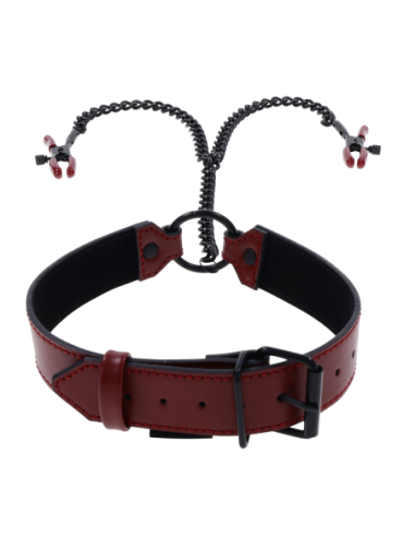 SPORTSHEETS SAFFRON COLLAR WITH NIPPLE CLAMPS