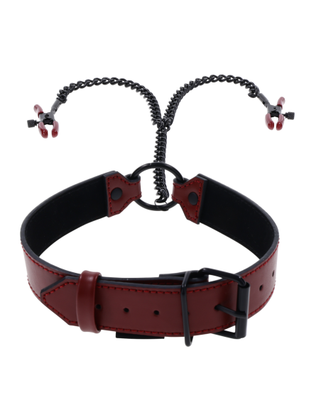 SPORTSHEETS SAFFRON COLLAR WITH NIPPLE CLAMPS