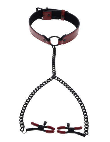 SPORTSHEETS SAFFRON COLLAR WITH NIPPLE CLAMPS