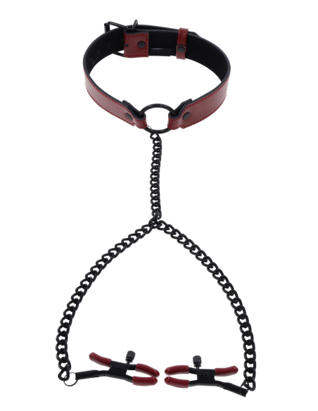 SPORTSHEETS SAFFRON COLLAR WITH NIPPLE CLAMPS