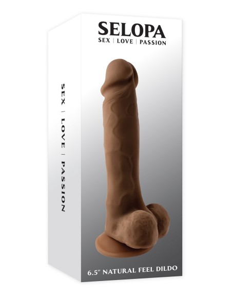 SELOPA 6.5" NATURAL FEEL DILDO, DARK