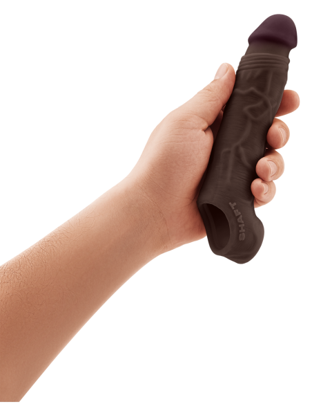 SHAFT SHEATH MODEL F SIZE 1 7.8 INCH LIQUID SILICONE SLEEVE MAHOGANY