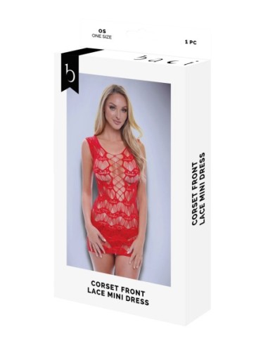 BACI CORSET FRONT LACE MINI DRESS RED, OS