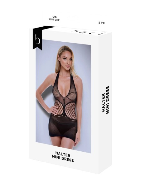 BACI HALTER MINI DRESS BLACK, OS