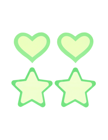 PEEKABOO PASTIES BRILLAN EN LA OSCURIDAD CORAZONES Y ESTRELLAS VERDE