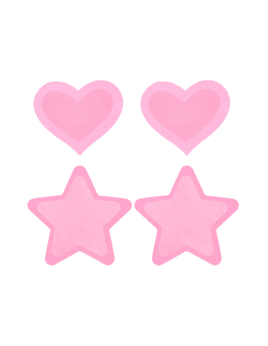 PEEKABOO PASTIES ROSA CALIENTE QUE BRILLAN EN LA OSCURIDAD CORAZONES Y ESTRELLAS