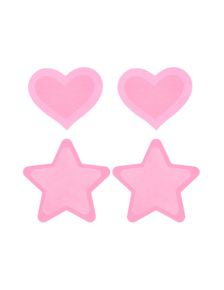 PEEKABOO PEZONERAS ROSA CALIENTE QUE BRILLAN EN LA OSCURIDAD CORAZONES Y ESTRELLAS