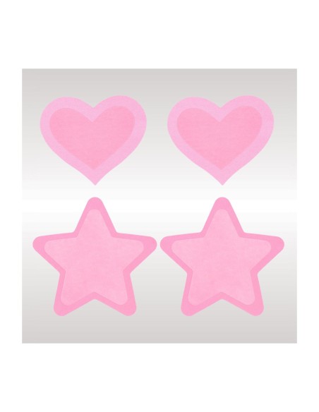 PEEKABOO PEZONERAS ROSA CALIENTE QUE BRILLAN EN LA OSCURIDAD CORAZONES Y ESTRELLAS