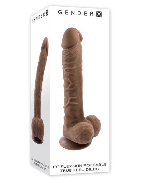 GENDER X CONSOLADOR FLEXSKIN DE 10 PULGADAS Y 25 CM FLEXSKIN POSE TRUE FEEL OSCURO