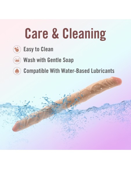 DR. SKIN PLUS 14” POSABLE DOUBLE DONG BEIGE