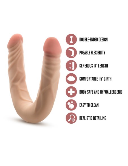 DR. SKIN PLUS 14” POSABLE DOUBLE DONG BEIGE