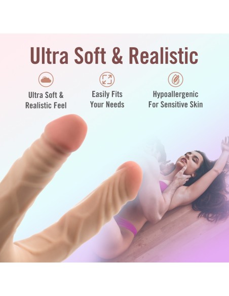 DR. SKIN PLUS 14” POSABLE DOUBLE DONG BEIGE