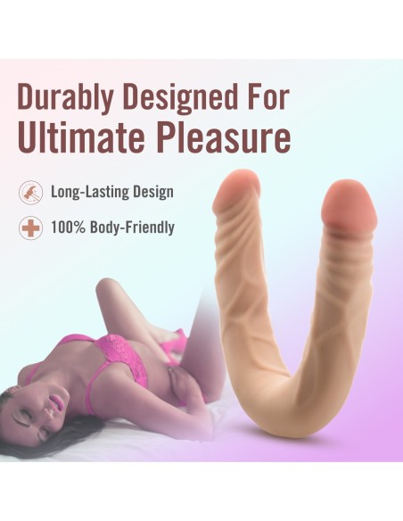 DR. SKIN PLUS 14” POSABLE DOUBLE DONG BEIGE