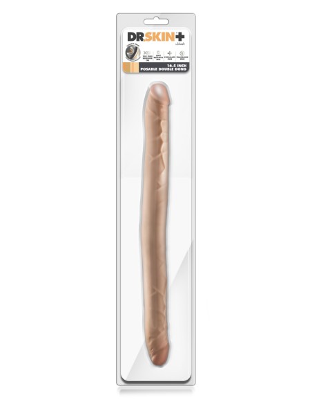 DR. SKIN PLUS 16.5” POSABLE DOUBLE DONG BEIGE