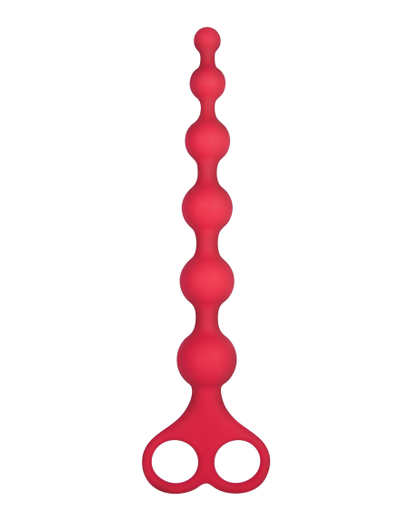 NMC 8 INCH RIBBED SILICONE ANAL BEADS RED