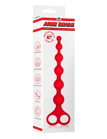 NMC 8 INCH RIBBED SILICONE ANAL BEADS RED