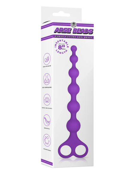NMC 8 INCH RIBBED SILICONE ANAL BEADS PURPLE
