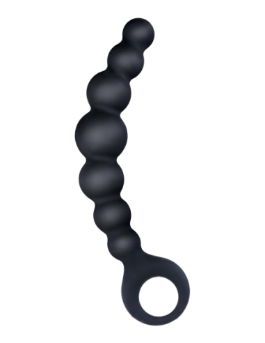 NMC 7 INCH RIBBED SILICONE ANAL BEADS BLACK