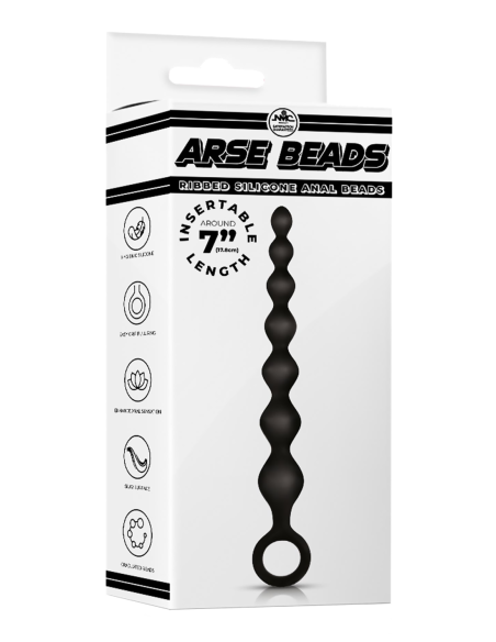 NMC 7 INCH RIBBED SILICONE ANAL BEADS BLACK