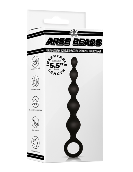 NMC 5.5 INCH RIBBED SILICONE ANAL BEADS BLACK