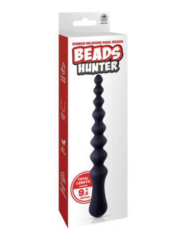 NMC 9.5 INCH RIBBED SILICONE ANAL BALL BEADS BLACK