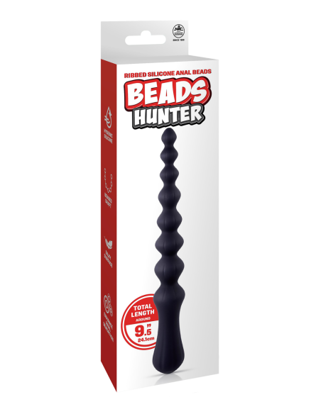 NMC 9.5 INCH RIBBED SILICONE ANAL BALL BEADS BLACK