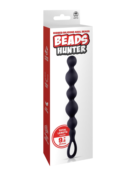 NMC 9.5 INCH RIBBED SILICONE ANAL BALL BEADS BLACK
