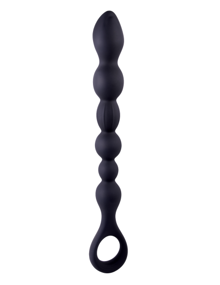 NMC 10 INCH RIBBED SILICONE ANAL BALL BEADS BLACK