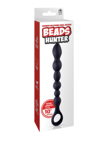 NMC 10 INCH RIBBED SILICONE ANAL BALL BEADS BLACK