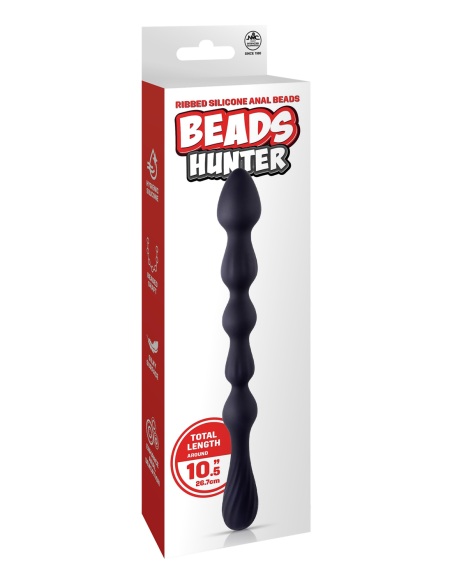 NMC 10.5 INCH RIBBED SILICONE ANAL BALL BEADS BLACK