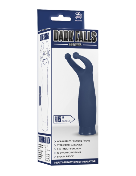 NMC 5 PULGADASRECARGABLE SILICONA 10 FUNCIONES VELOCIDAD VIBRADOR AZUL