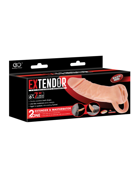 NMC DOS EN UNO EXTENSOR DE PENE DE 7 PULGADAS Y CARNE DE MASTURBADOR