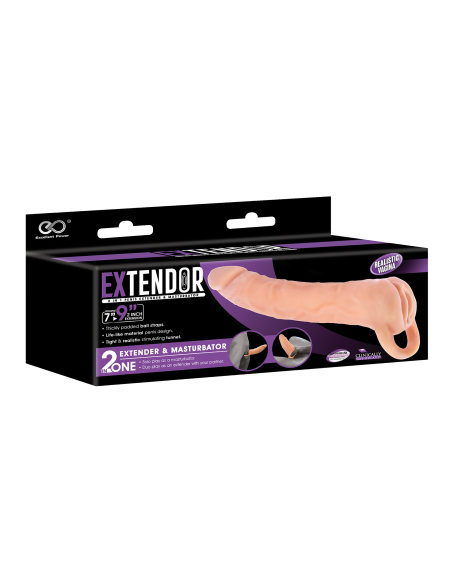 NMC DOS EN UNO EXTENSOR DE PENE DE 9 PULGADAS Y CARNE DE MASTURBADOR