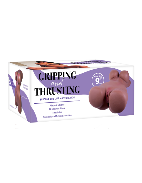 NMC 9 INCH SILICONE LIFE LIKE MASTURBATOR WITH NODULED TUNNEL BROWN