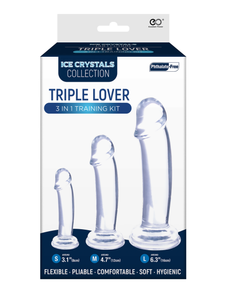 NMC TRIPLE LOVER - 3 IN 1 TRAINING KIT SET WITH 3 DIFFERENT SIZE DILDO CLEAR