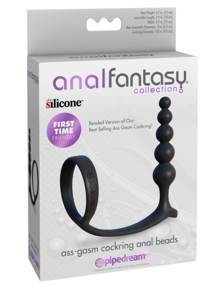ANAL FANTASY COLLECTION ASS-GASM COCKRING ANAL BEADS BLACK